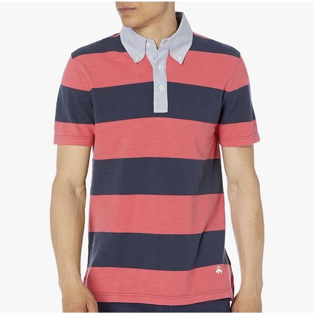 Brooks Brothers Rugby Polo NWT Small Button-Down Nantucket Red Blue Stripes